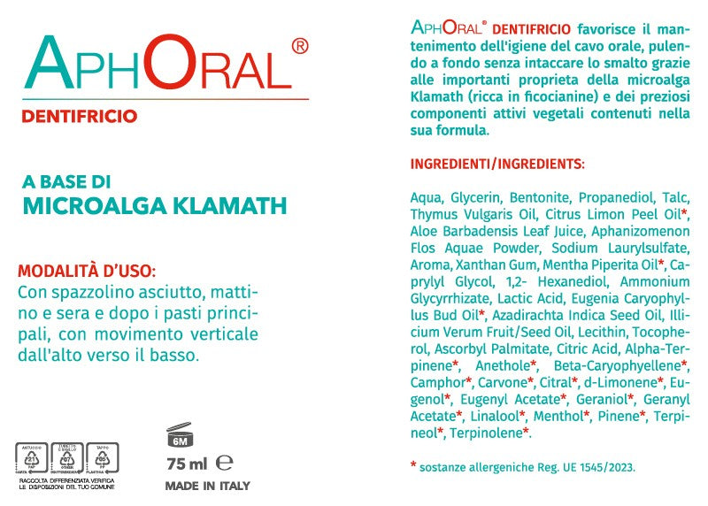etichetta aphoral dentifricio naturale