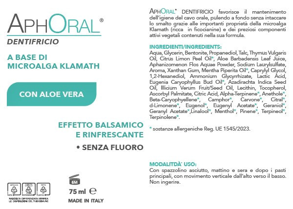 etichetta aphoral dentifricio naturale