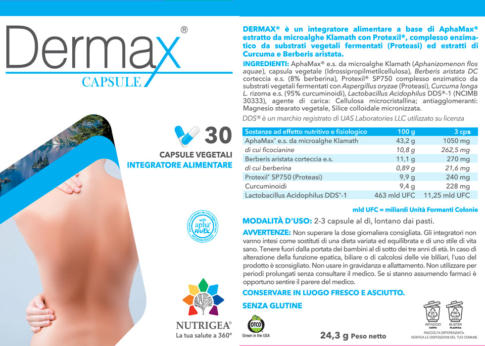 etichetta dermax integratore per la pelle