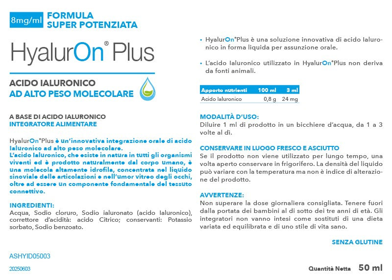 etichetta hyaluron plus acido ialuronico integratore
