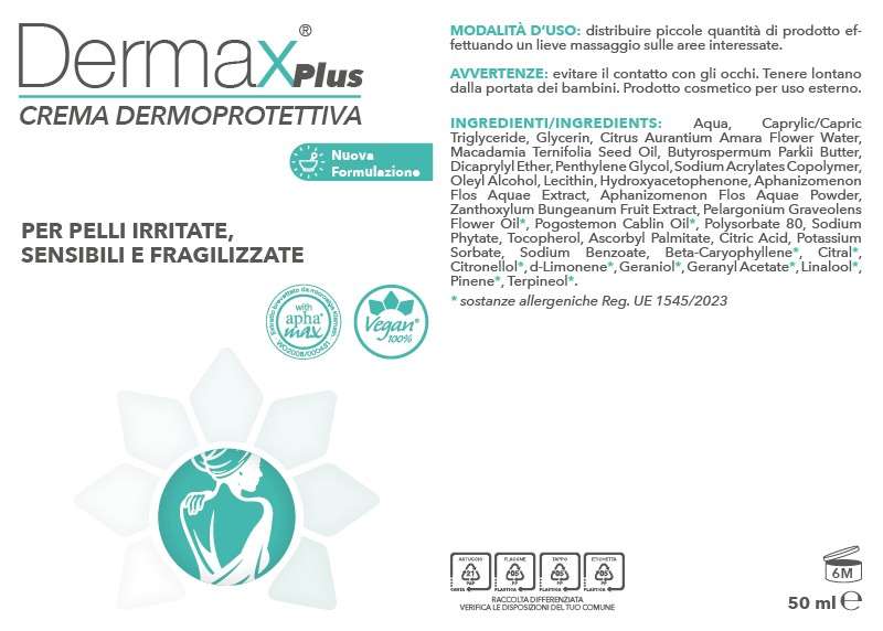 etichetta della crema lenitiva Dermax Plus
