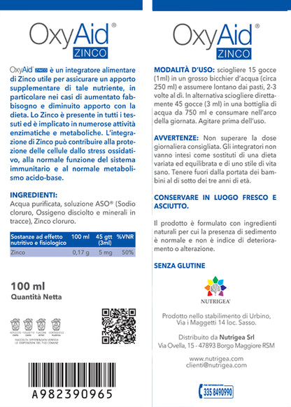etichetta integratori di ossigeno gocce