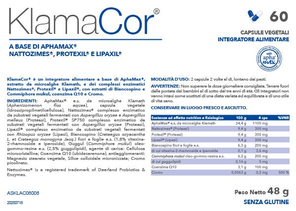 etichetta klamacor integratore per il cuore 60 cps