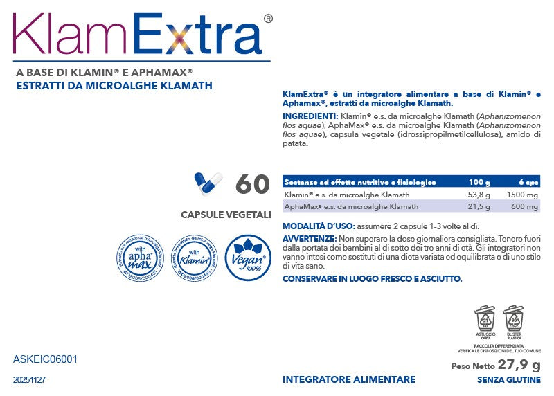 etichetta klamextra integratore umore 60 cps