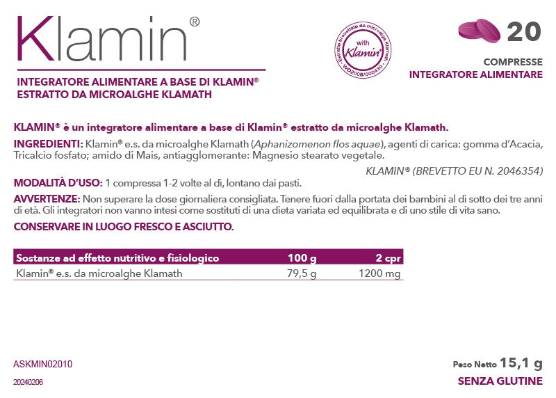 etichetta klamin pea integratore 20 cpr