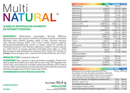 etichetta multinatural multivitaminico naturale 60 cps