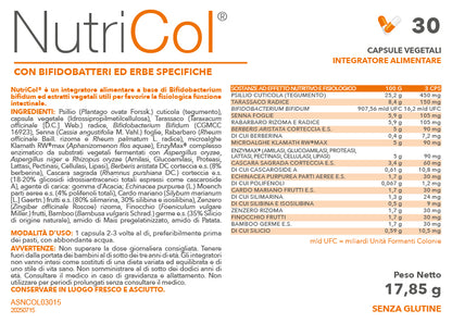 etichetta nutricol integratore regolarita intestinale 30 cps