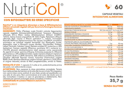 etichetta nutricol integratore regolarita intestinale 60 cps
