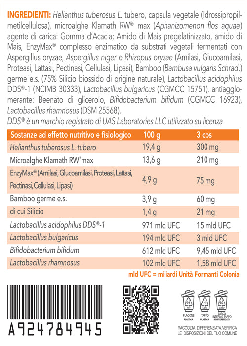 etichetta nutriflor integratore microbiota intestinale 180 cps