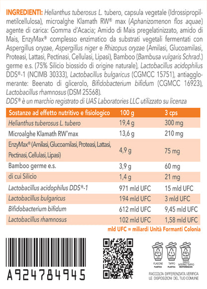 etichetta nutriflor integratore microbiota intestinale 180 cps