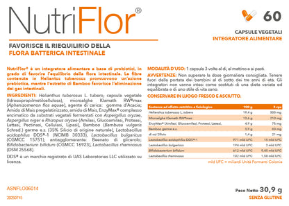 etichetta nutriflor integratore microbiota intestinale 60 cps