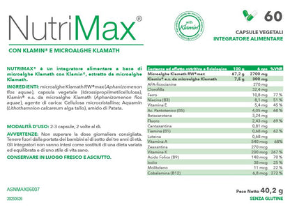 etichetta nutrimax integratore energizzante naturale 60 cps