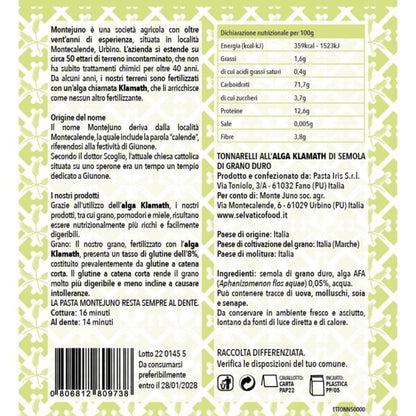 etichetta Tonnarelli all'alga klamath